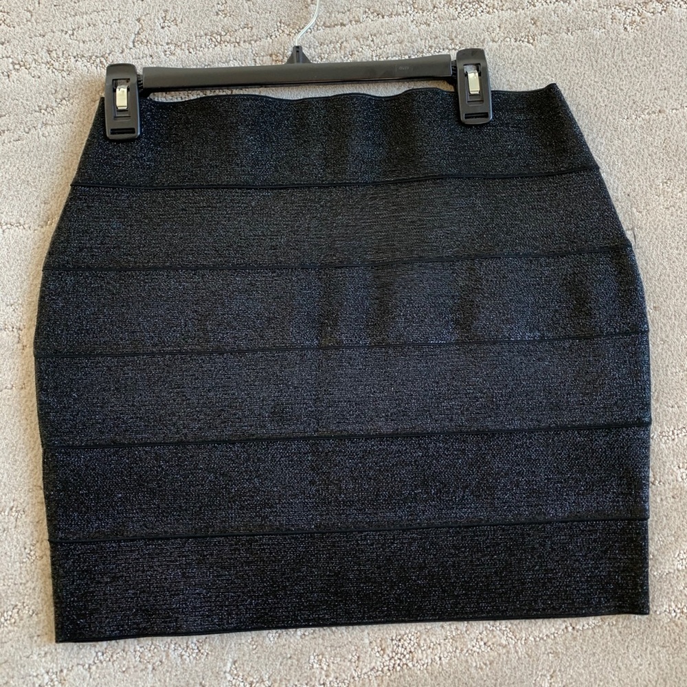 Black shimmer bandage skirt